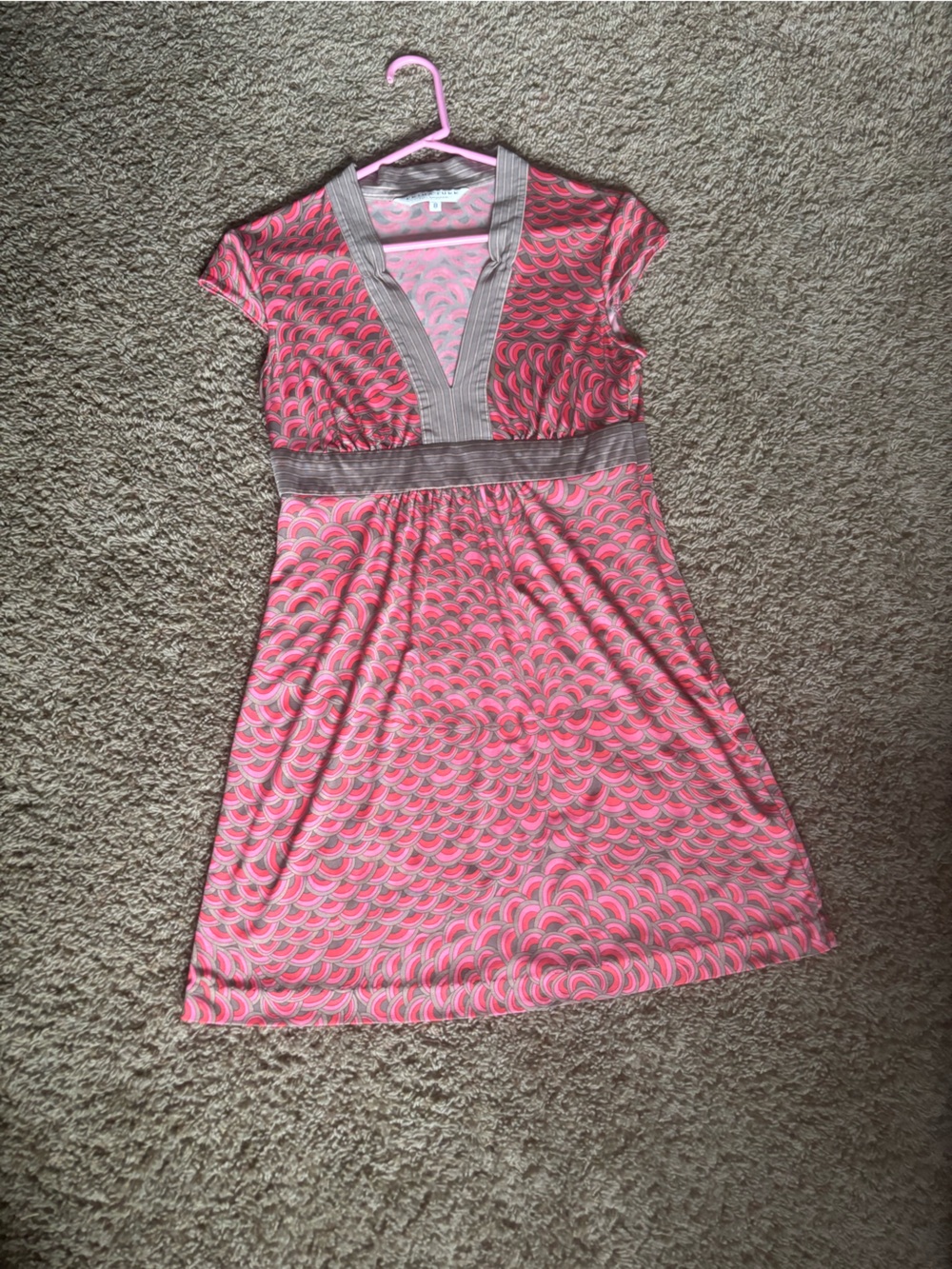 Trina Turk Pink and Gray Patterned Strapless Dress